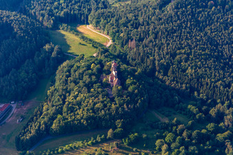Aerial view of Bewartstein Castle in Erlenbach bei Dahn in the state Rhineland-Palatinate, Germany