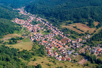 Village in the valley from the southwest in Eußerthal in the state Rhineland-Palatinate, Germany