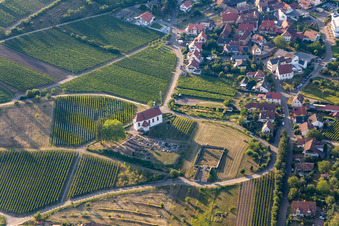 St. Dionysius Chapel in the district Gleiszellen in Gleiszellen-Gleishorbach in the state Rhineland-Palatinate, Germany from above