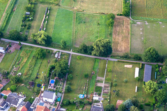 Gardens at the village stream in Gänsried in Freckenfeld in the state Rhineland-Palatinate, Germany