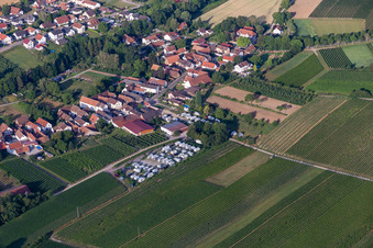 Aerial view of Motorhome parking in Dierbach in the state Rhineland-Palatinate, Germany