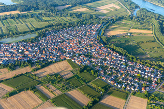 Aerial view of Neuburg am Rhein in the state Rhineland-Palatinate, Germany