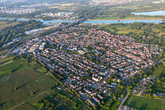 Aerial photograpy of District Maximiliansau in Wörth am Rhein in the state Rhineland-Palatinate, Germany