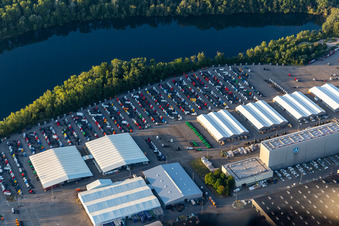 Aerial view of Daimler truck plant in Wörth am Rhein in the state Rhineland-Palatinate, Germany
