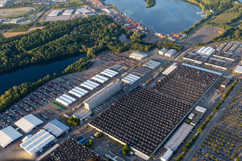 Aerial photograpy of Daimler truck plant in Wörth am Rhein in the state Rhineland-Palatinate, Germany