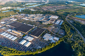 Daimler truck plant in Wörth am Rhein in the state Rhineland-Palatinate, Germany from above
