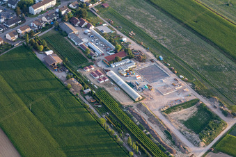 Aerial view of Kugelmann organic vegetables in Kandel in the state Rhineland-Palatinate, Germany