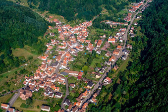 Place in the valley from the east in Eußerthal in the state Rhineland-Palatinate, Germany