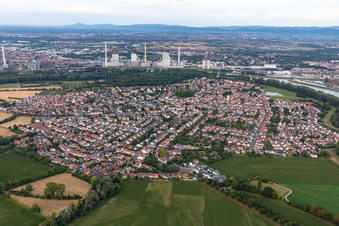 Altrip in the state Rhineland-Palatinate, Germany seen from above