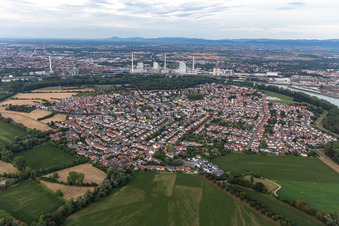 Altrip in the state Rhineland-Palatinate, Germany from the plane