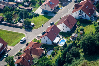 Ritter-Stephan-von-Mörlheim-Straße in Eußerthal in the state Rhineland-Palatinate, Germany from the plane