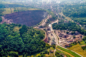Aerial photograpy of Basalt-Actien-Gesellschaft quarry in Albersweiler in the state Rhineland-Palatinate, Germany