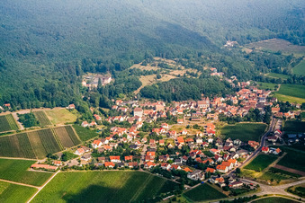 Wine-growing village from the southeast in Gleisweiler in the state Rhineland-Palatinate, Germany