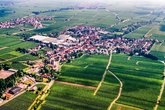 Wine-growing town from the southwest in Böchingen in the state Rhineland-Palatinate, Germany