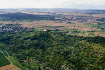 Aerial view of Churches building the chapel Wurmlinger Kapelle - St. Remigius Kapelle in the district Rottenburg am Neckar in Tuebingen in the state Baden-Wurttemberg