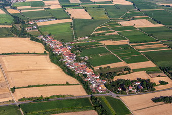 Aerial view of Strassendorf view from the east in Vollmersweiler in the state Rhineland-Palatinate, Germany