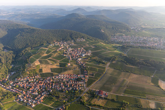District Gleiszellen in Gleiszellen-Gleishorbach in the state Rhineland-Palatinate, Germany from the plane