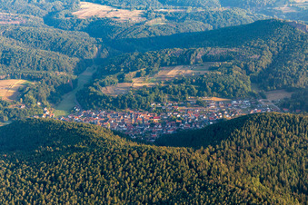 Aerial view of Vorderweidenthal in the state Rhineland-Palatinate, Germany