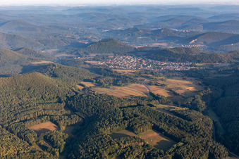 Aerial view of Busenberg in the state Rhineland-Palatinate, Germany