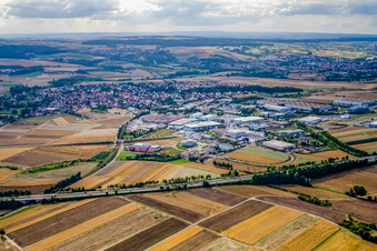 Industrial area from the south in the district Gültstein in Herrenberg in the state Baden-Wuerttemberg, Germany