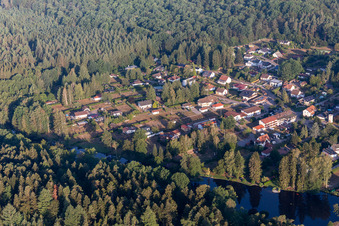 At Sägmühlweiher and Bitscher Straße from the southeast in Ludwigswinkel in the state Rhineland-Palatinate, Germany