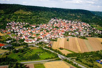 From the west in the district Kayh in Herrenberg in the state Baden-Wuerttemberg, Germany