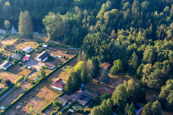 Aerial view of At the Sägmühlweiher from the northwest in Ludwigswinkel in the state Rhineland-Palatinate, Germany
