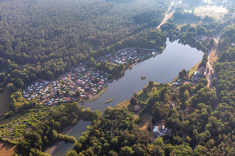 Zwickmühle campsite at the Mühlweiher Saarbach in Ludwigswinkel in the state Rhineland-Palatinate, Germany