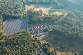 Petersbächel PV system in forest clearing in Fischbach bei Dahn in the state Rhineland-Palatinate, Germany