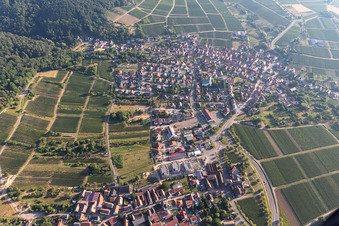 Oblique view of District Schweigen in Schweigen-Rechtenbach in the state Rhineland-Palatinate, Germany