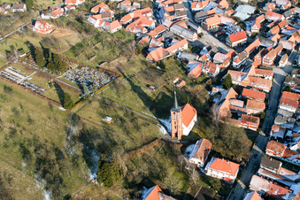 Aerial view of Hunspach in the state Bas-Rhin, France