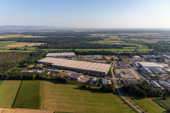 Oblique view of Horst industrial estate in the district Minderslachen in Kandel in the state Rhineland-Palatinate, Germany