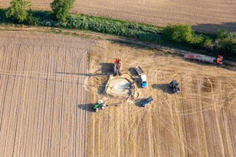 Aerial view of Well construction at Erlenbach in Kandel in the state Rhineland-Palatinate, Germany