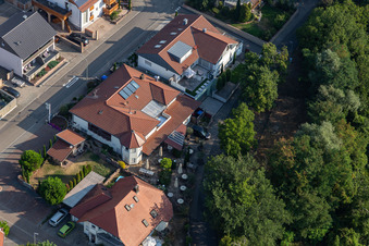 Aerial view of Gehrlein's Restaurant Hardtwald in the district Hardtwald in Neupotz in the state Rhineland-Palatinate, Germany