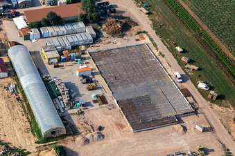 Kugelmann Biogemüse New production hall in Kandel in the state Rhineland-Palatinate, Germany seen from above