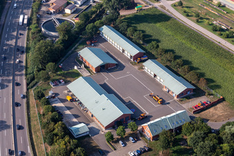 Aerial view of Highway maintenance department in Kandel in the state Rhineland-Palatinate, Germany