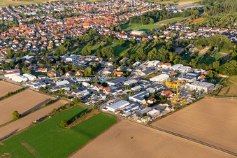 Industrial area Am Hambiegel, Krautstückerweg in the district Liedolsheim in Dettenheim in the state Baden-Wuerttemberg, Germany