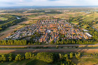 District Rußheim in Dettenheim in the state Baden-Wuerttemberg, Germany seen from above