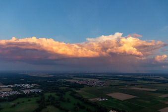 Rain across the Rhine in Steinweiler in the state Rhineland-Palatinate, Germany