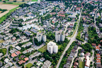 Residential area of the multi-family house settlement Hildrizhauser Str. in Herrenberg in the state Baden-Wurttemberg
