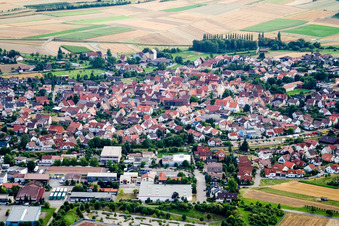 Aerial view of From the north in the district Gültstein in Herrenberg in the state Baden-Wuerttemberg, Germany