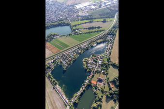 Aerial view of Hohwiesensee in Ketsch in the state Baden-Wuerttemberg, Germany