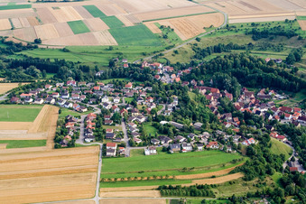 Aerial view of From the north in the district Reusten in Ammerbuch in the state Baden-Wuerttemberg, Germany