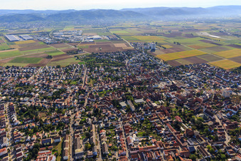 City view from the west in Heddesheim in the state Baden-Wuerttemberg, Germany