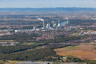 Between railway and GKM on the Rhine in the district Rheinau in Mannheim in the state Baden-Wuerttemberg, Germany
