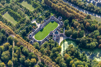 Oblique view of Building of the mosque in the castle park of Schwetzingen in the state Baden-Wurttemberg, Germany