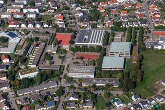 School grounds and buildings of the Kopernikus Gymnasium and Konrad Adenauer Realschule in Philippsburg in the state Baden-Wuerttemberg, Germany