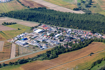 Krautstückerweg commercial area from the east in the district Rußheim in Dettenheim in the state Baden-Wuerttemberg, Germany