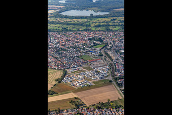 District Hochstetten in Linkenheim-Hochstetten in the state Baden-Wuerttemberg, Germany seen from above