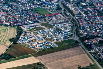 Construction site to build a new multi-family residential complex Quartier 2020 development area Biegen-Durlacher Weg in Hochstetten in the state Baden-Wuerttemberg, Germany